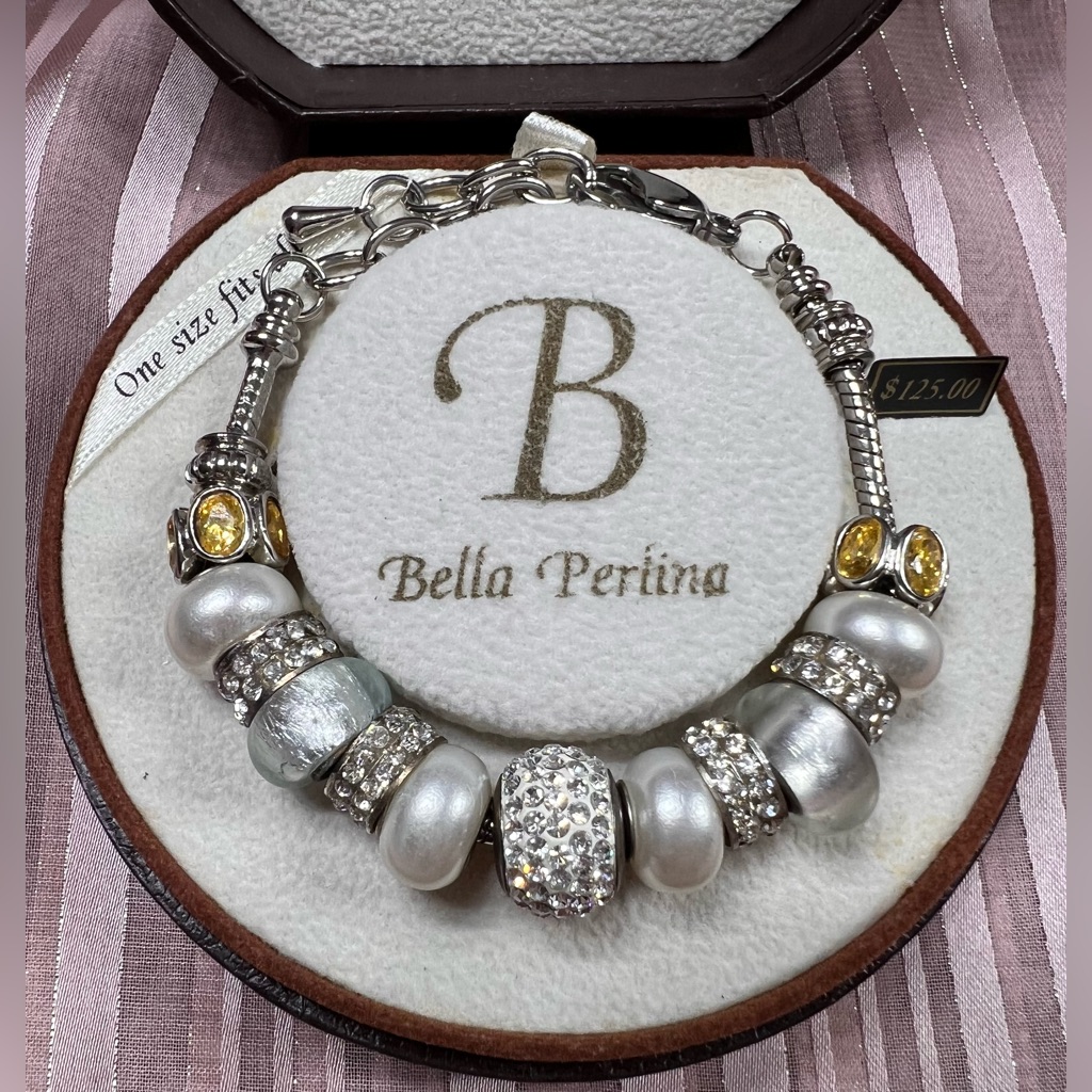 Bella Perlina Silver Pearl Bracelet With Yellow Accents 23$